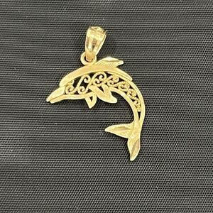 Vintage 10K Yellow gold Estate Dolphin Fish Charm Pendant